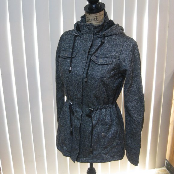 NWT Guess gray black jacket hoodie coat XS extra small - Picture 2 of 8